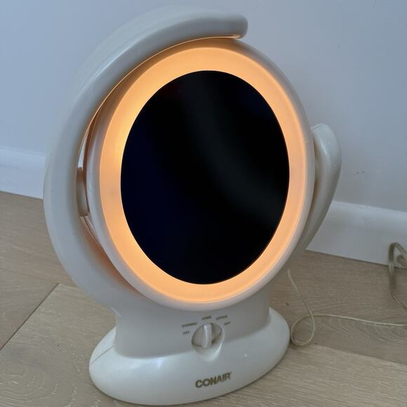 Vintage 80s 90s Conair Two-Sided Oval Lighted Makeup Mirror Retro Vanity - Picture 3 of 5